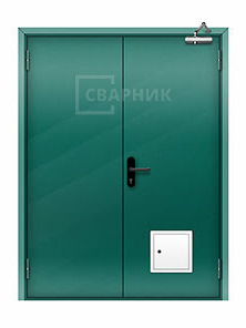 Двупольная глухая противопожарная дверь ДПМ-02 EI-30 со стыковочным узлом