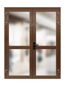 Дверь огнестойкая из алюминия светопрозрачная двупольная